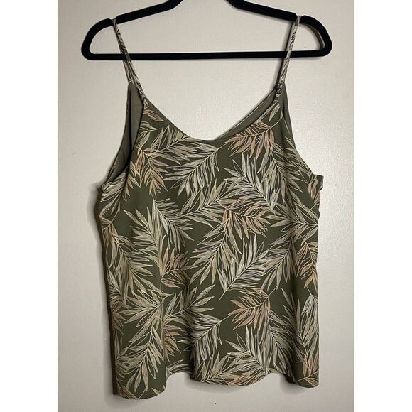 A New Day Large Cami Tank Palm Floral Lined Olive Peach Botanical Lightweight - Picture 6 of 6